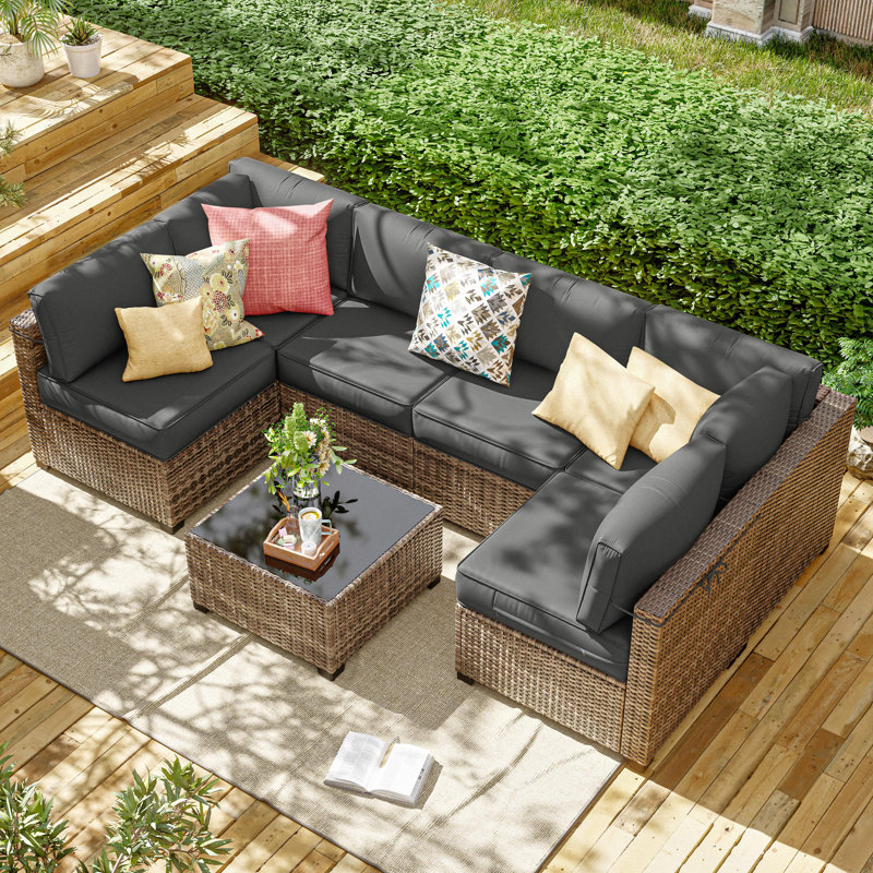 14-Piece Outdoor 4'' Cushion Cover Set, Only Covers, Light Gray