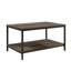 Table basse en bois avec tablettes ouvertes, brun