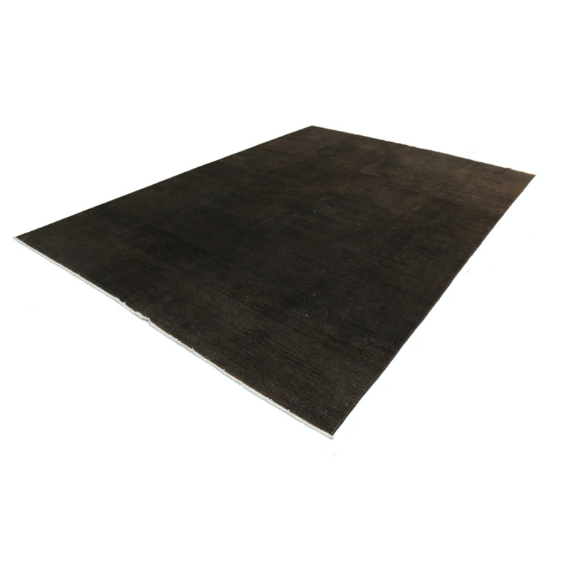 Tapis brun foncé en laine noué à la main 8 x 11,2 pi
