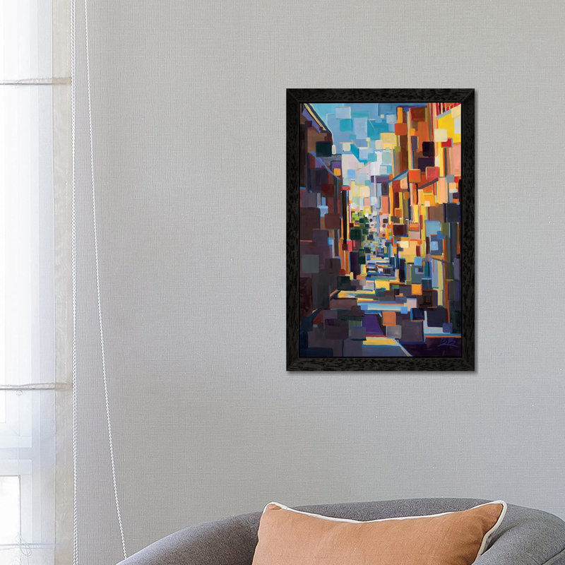 Long Hall In The City Deconstruction by Brooke Borcherding - Print on Canvas, 152.5 cm H x 101.5 cm W, Black Framed