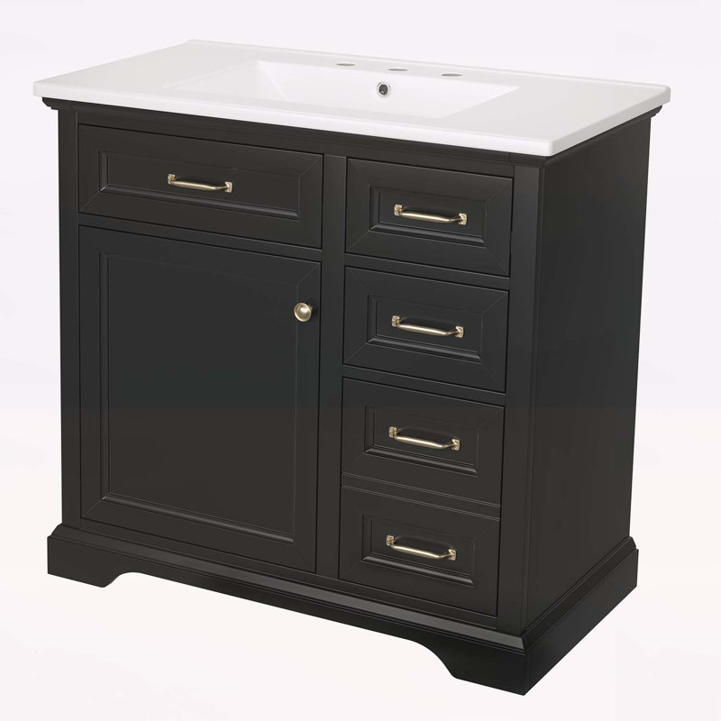 36" Bathroom Vanity with Sink, Black