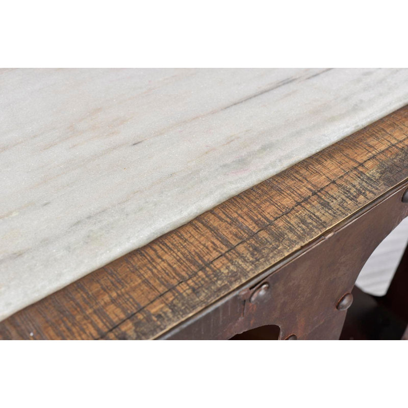 Lakela End Table, Made with Wood and Iron, 24x24x24, Marble 