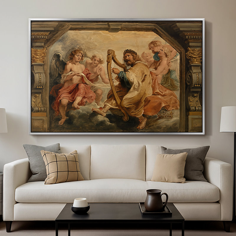 Le roi David jouant de la harpe, v. 1627-1628 - Peter Paul Rubens - Toile tendue avec châssis, 26 x 40, Argent
