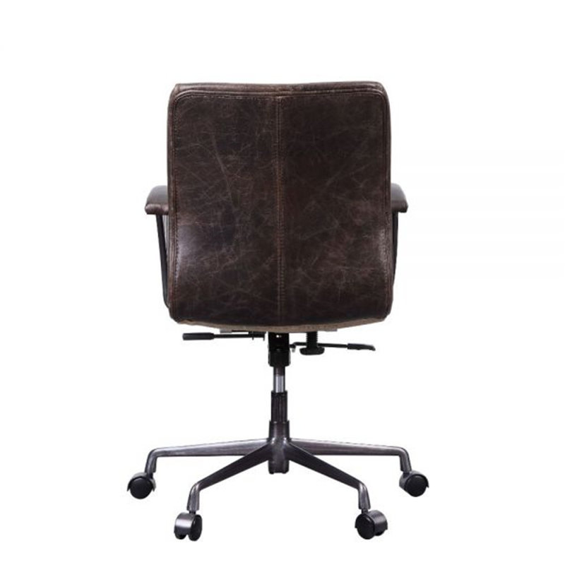 Distressed Brown Leather Executive Swivel Office Chair