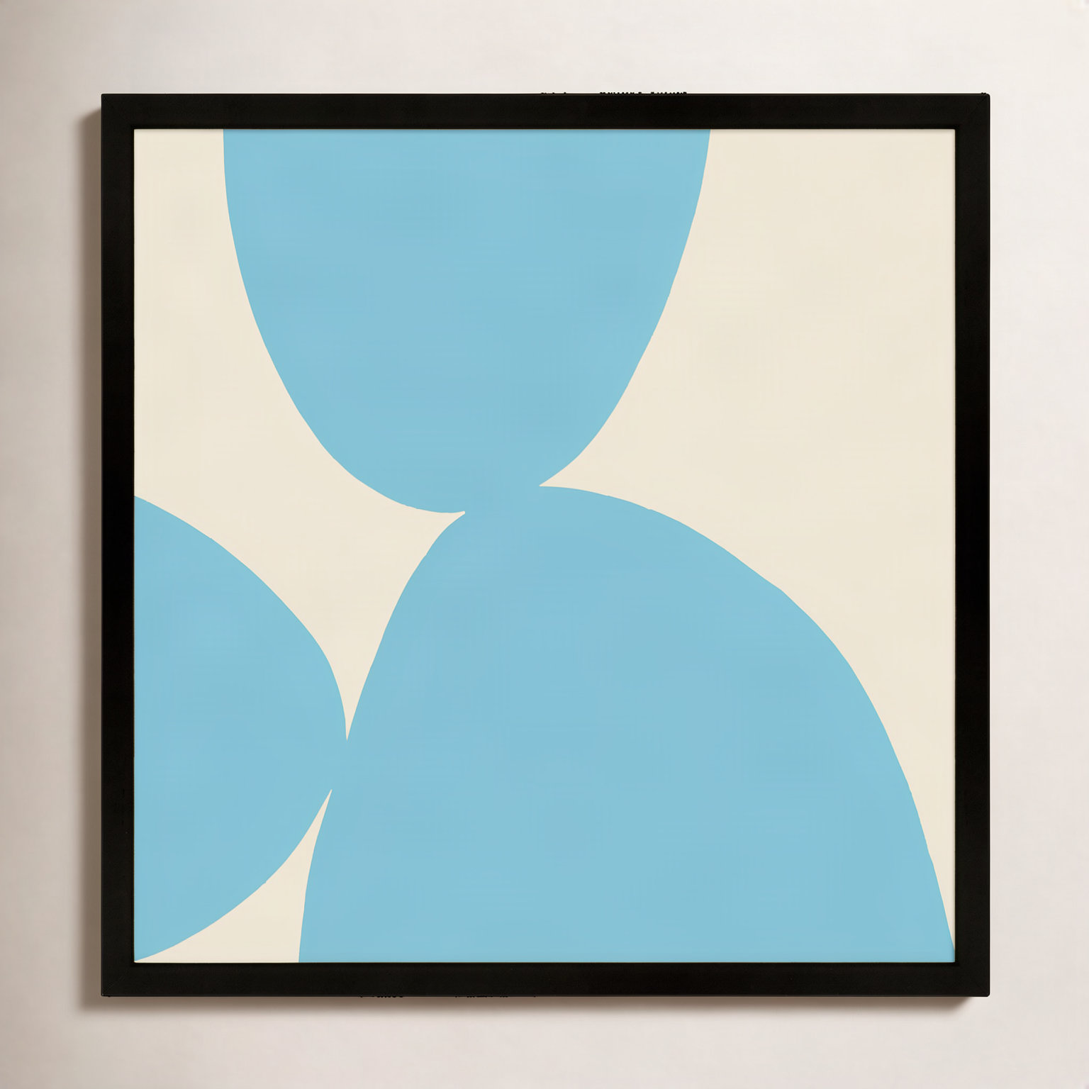 Black Ink "Blue Ink 1" Painting, 16" H x 16" W x 1.25" D, Black Framed