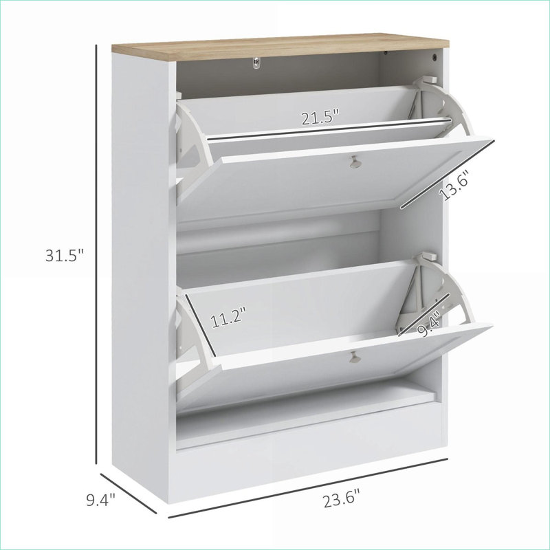 Meuble à chaussures mince pour vestibule, Blanc