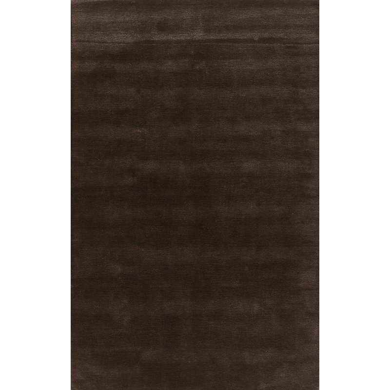 Tapis brun uni en laine tissé à la main Tieg 9 pi x 12 pi, 9' x 12'