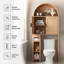 Armoire de rangement 71 po H 71 po avec porte-papier, organisateur de salle de bain autoportant très épais de 0,6 po avec tablette réglable et charnières à fermeture douce, bois naturel