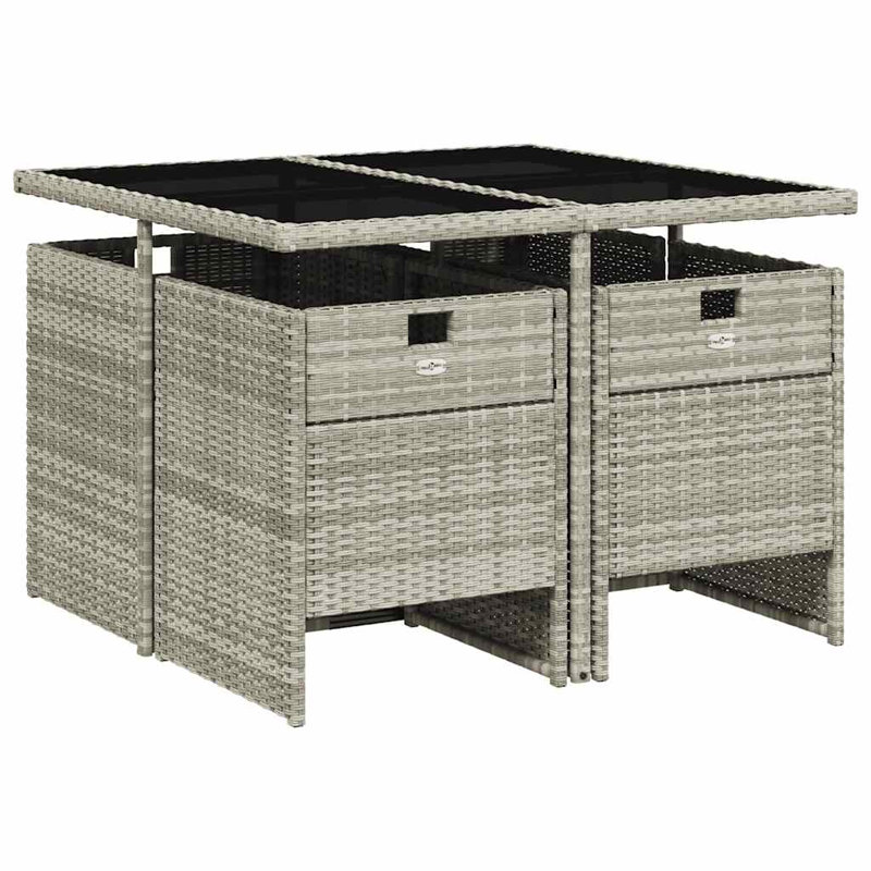 Patio Dining Set Table,, Black, Light Grey