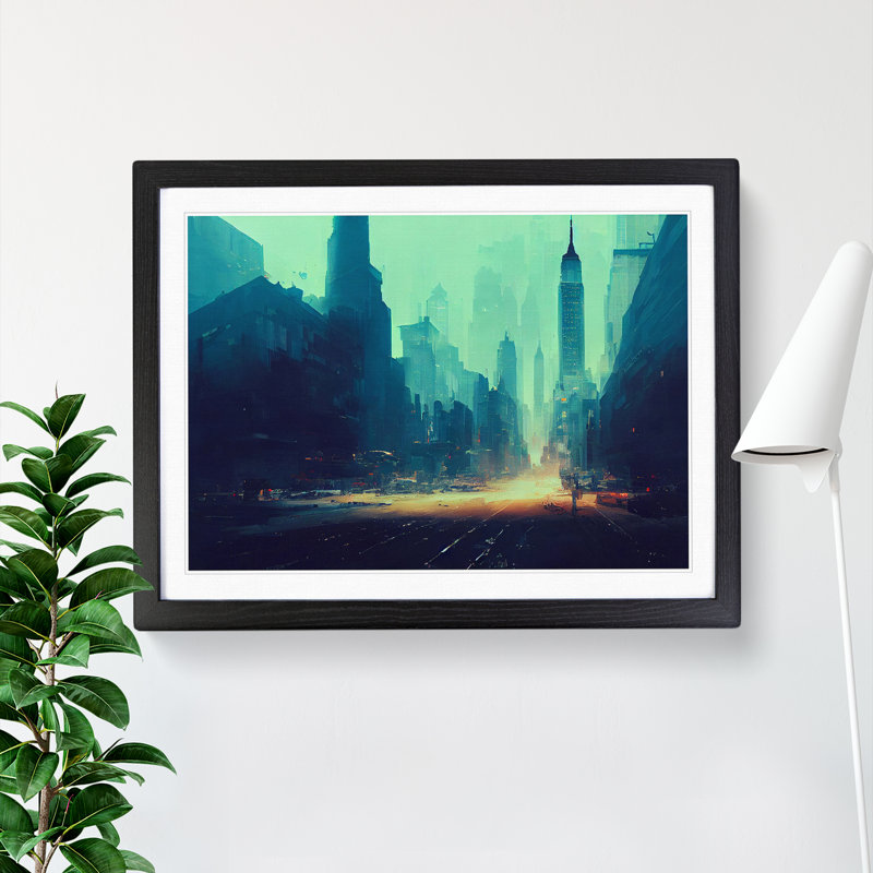 New York City Skyline Vol.3 Abstract - Single Picture Frame Print, 25cm H x 34cm W, Black