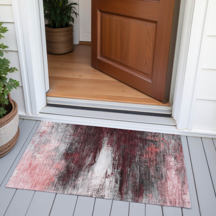 Machine Washable Indoor/Outdoor Xhevrie Merlot Rug
