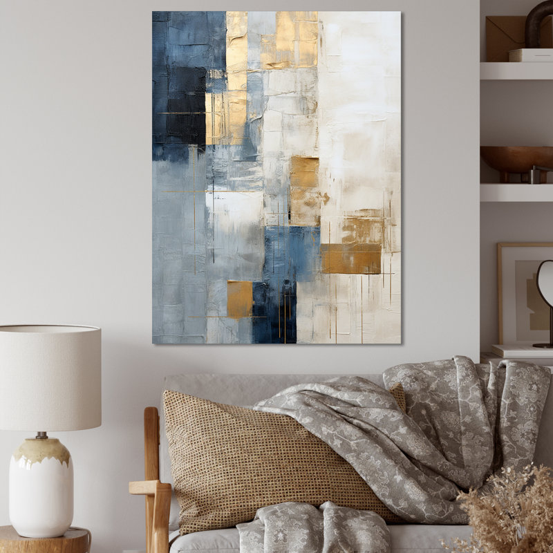 Beige And Gold Simple Winter Landscape Framed On Canvas Print, 40" H x 30" W x 1.5" D, Wrapped Canvas