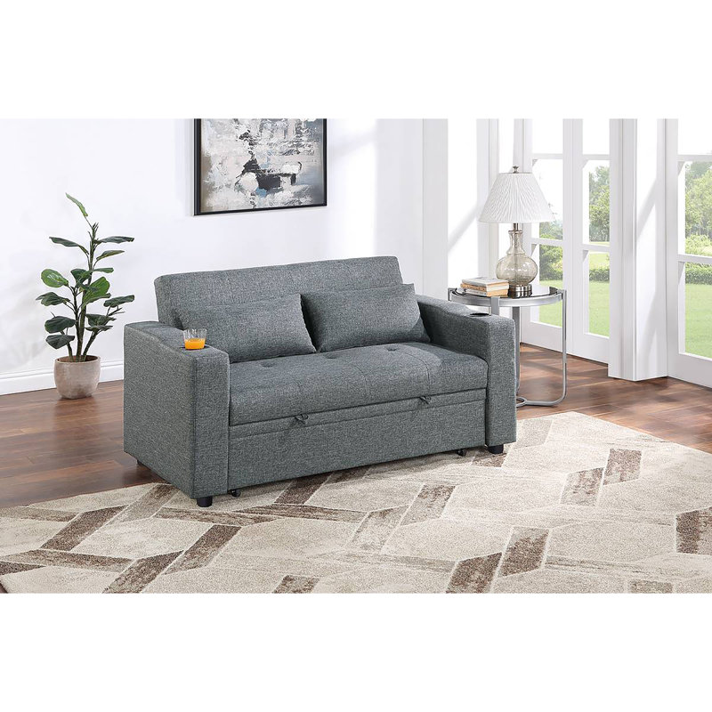 Canapé Yefry, H 31 po x l 71 po x P 43 po, Mélange de lin gris clair