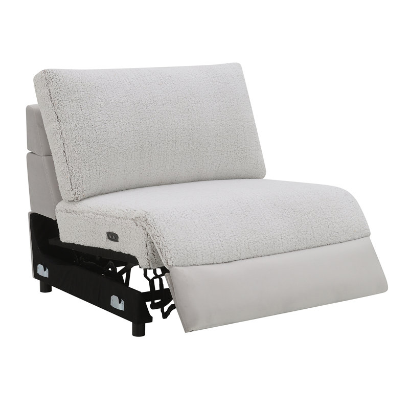 Canapé modulaire inclinable électrique en sherpa et velours Tarrance