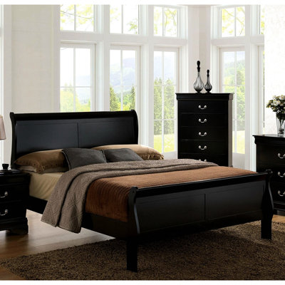Cadre de lit simple en bois massif noir pour chambre à coucher, style transitionnel avec pieds de support et lit de chambre à coucher de construction anglaise, magnétique