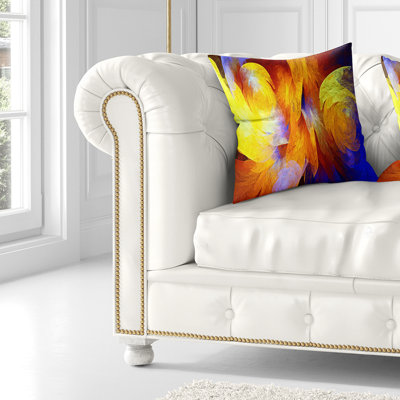 Motif abstrait jaune fractal - coussin imprimé abstrait