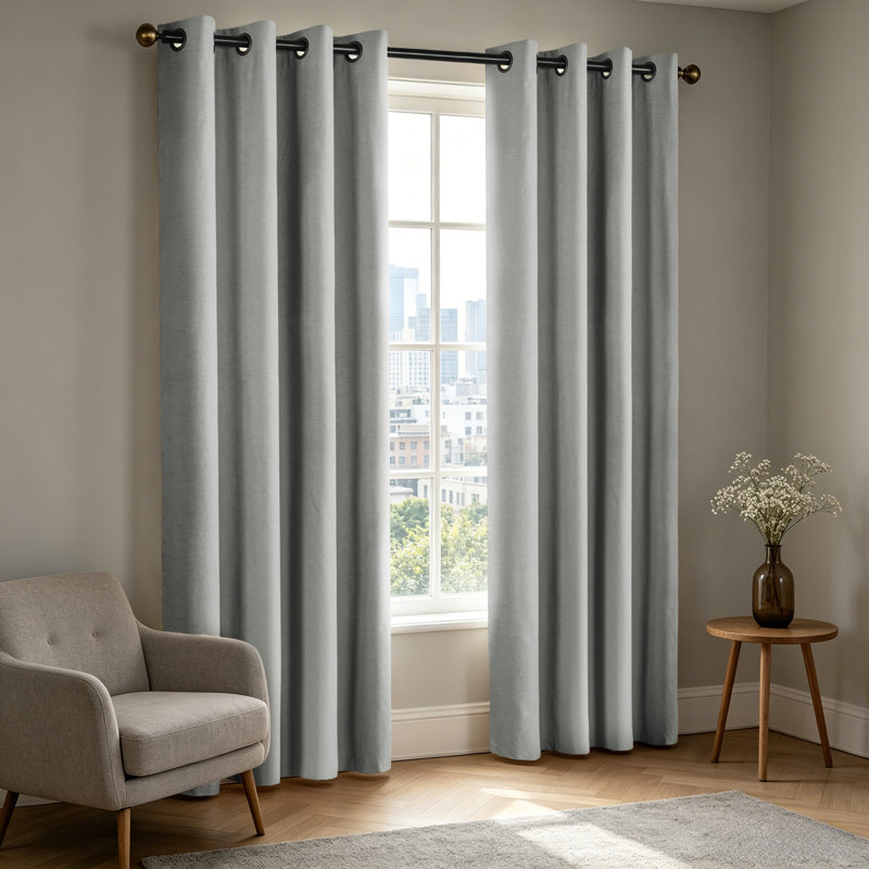 Paire de rideaux 100% lin occultant (2 panneaux), Gris, L 52 po x L 108 po