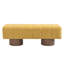 Banc de salle à manger rembourré pour la salle à manger, banc de repose-pieds sans assemblage pour le salon de la chambre à coucher, tabouret en chenille jaune avec pieds en bois et capacité de poids de 300 lb-739879617-585221987