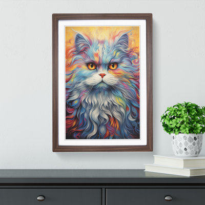 XYZ-FRM-V1223-5081 Persian Cat Abstract - Single Picture Frame Print on Wood