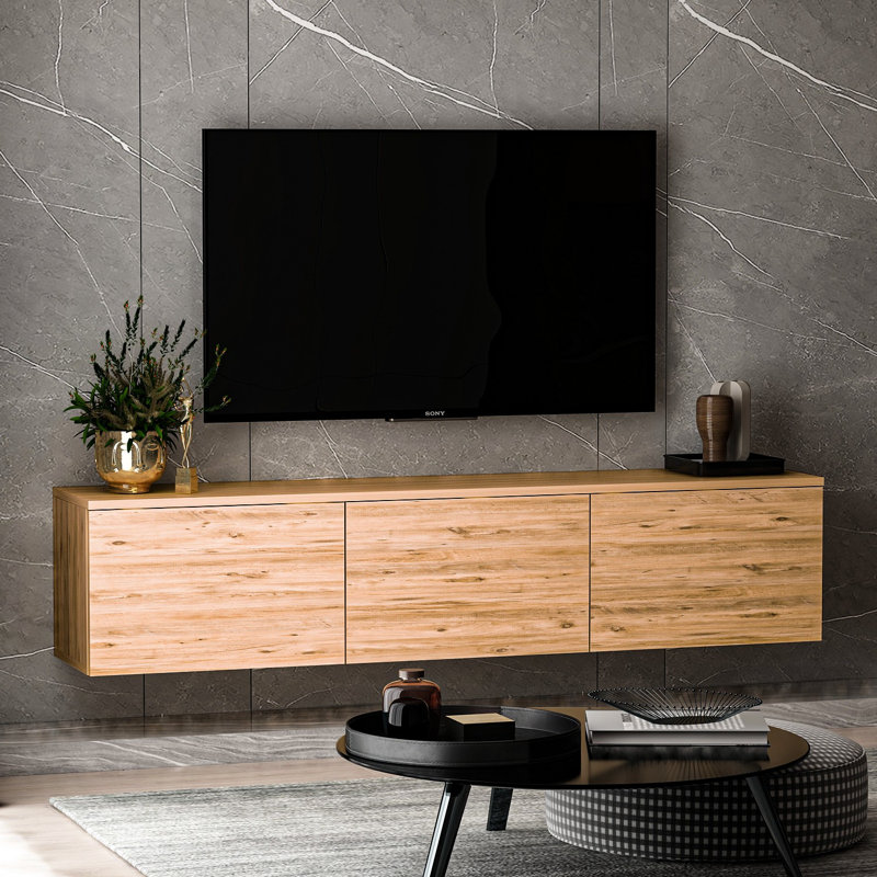 Meuble télé pour téléviseur de 65 po ou moins Aamena, Chêne brun