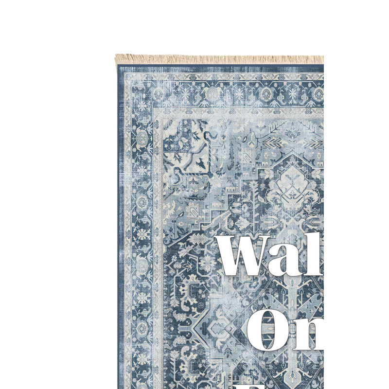 Tapis bleu et ivoire "Walk On Fun"