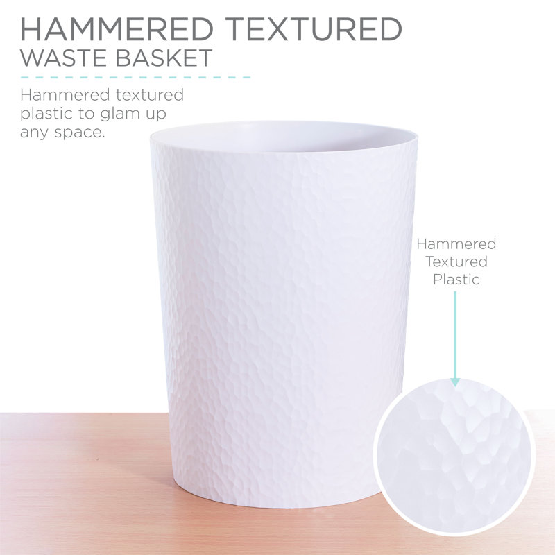 White Hammered Textured Plastic Waste Basket Set of 4
