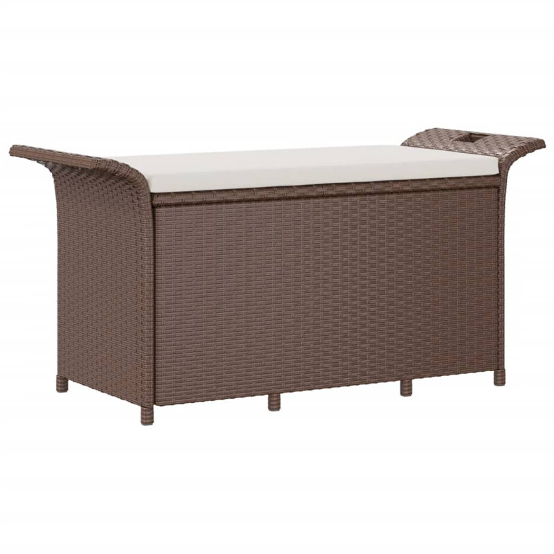 Garden Bench with Cushion Poly Rattan, Brown