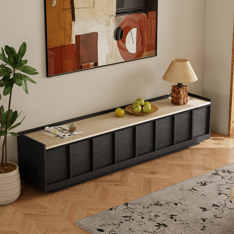 Meuble télé simple et rétro, Noir