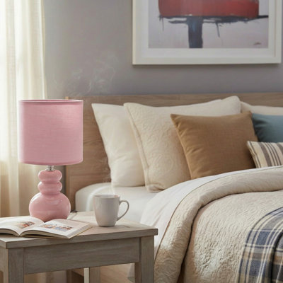 Ceramic Table Lamp With Shade Bubbly Pink