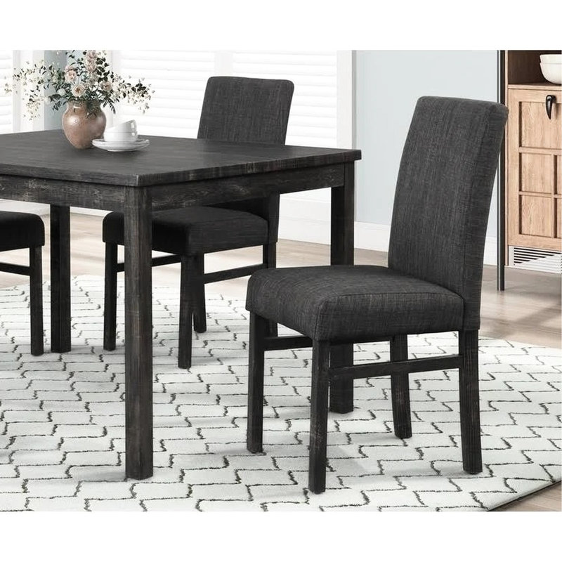 Mélange de lin beige recouvert de 2 chaises de salle à manger de style rectangulaire, Beige et chêne