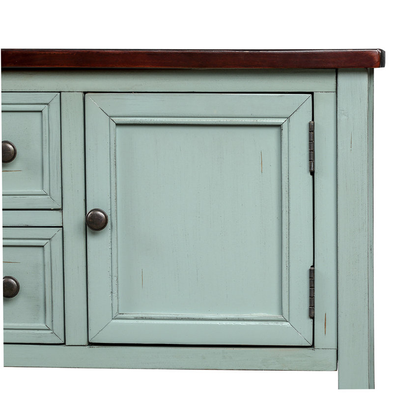 Console buffet Cathalina Cambridge Series avec tablette inférieure, Brun foncé / Bleu