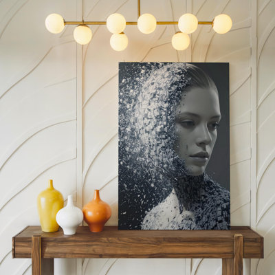 Art mural numérique sur toile, particules d'humanoïde à fragrance numérique et transformations murales prêtes à être accrochées au mur