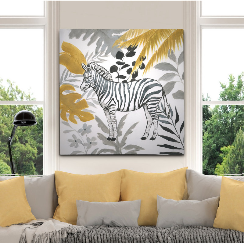« jungle zèbre », peinture, H 40 po x l 40 po x P 1,5 po, Toile tendue