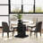 Wood Pedestal Round Dining Table Tempered Glass Top