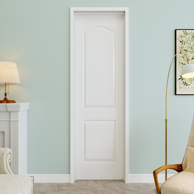 24" x 80" 2-Panel Molded Solid Interior Prehung Door with Silver Hinges, Solid Core Door Slab, Paintable & Waterproof, Suit for Laundry, Closet Doors, Room Doors, Right Hand