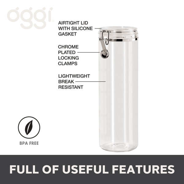 OGGI Acrylic Airtight Canister with Clamp 65 oz - Kitchen & Company