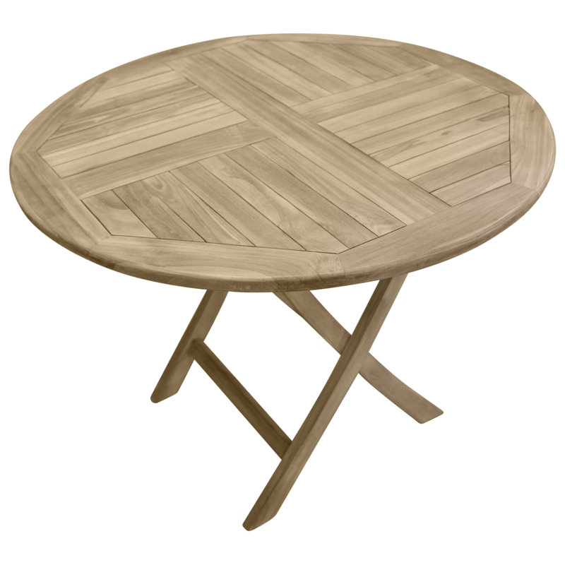 Baek Round Solid Wood Metal Extendable Outdoor Patio Table, 75cm H x 100cm L x 100cm W