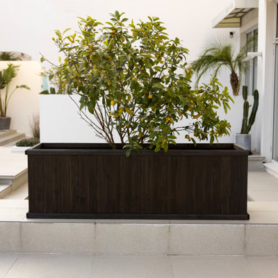 Barros Solid Cedar Rectangular Planter Box with Drainage Holes