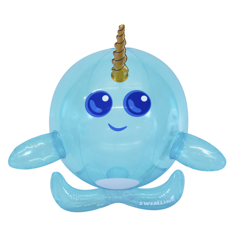 Ballon de plage gonflable bleu 29 "avec défenses Narwhal