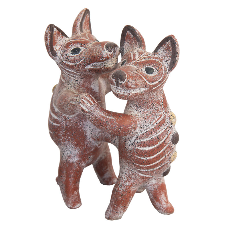 Clay Sculpture Dancing Dogs 