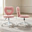 Chaises de bureau mignonnes avec dossier en forme de cœur, chaise de coiffeuse moderne en polaire rose à l'effigie d'un ours en peluche