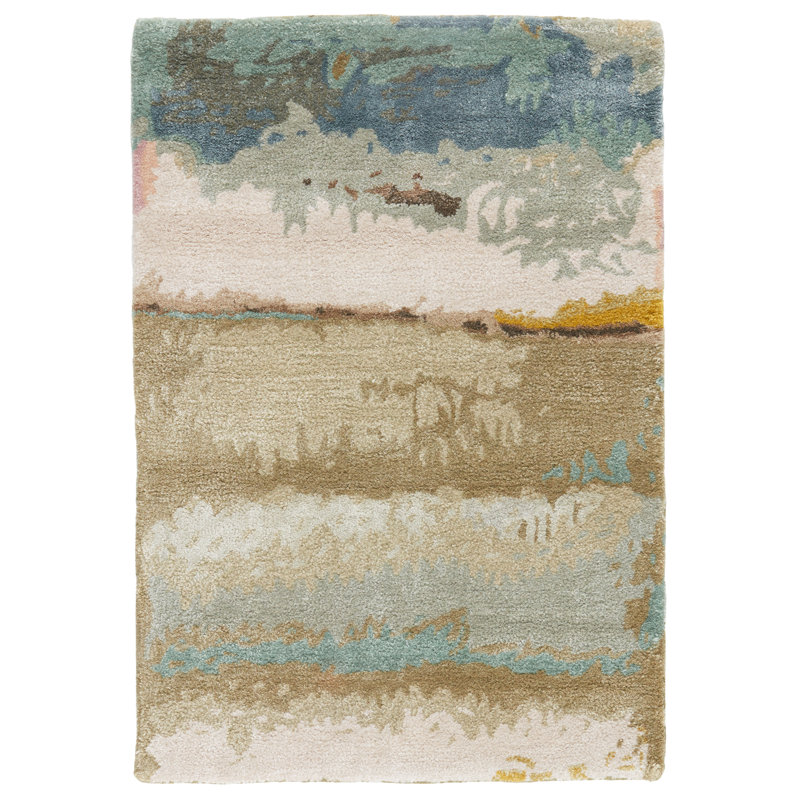 Tapis bleu / brun clair touffeté Douwe (12 pi x 15 pi), Rectangle 12 pi x 15 pi