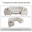 Canapé-lit modulaire en forme de U 109 po - 6 places avec canapé-lit, chargement USB et 4 coussins en tissu chenille-1292265280