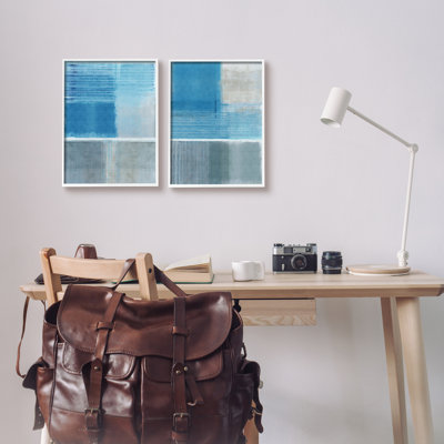 Blue Rustic Abstraction Framed On Wood 2 Pieces Print -  Stupell Industries, a2-634_wfr_2pc_11x14