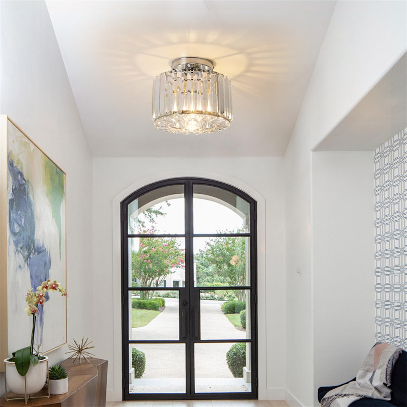 Crystal Semi Flush Mount, E27 Bulb