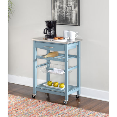 Chariot de cuisine en granit avec tiroir utilitaire et panier Macy