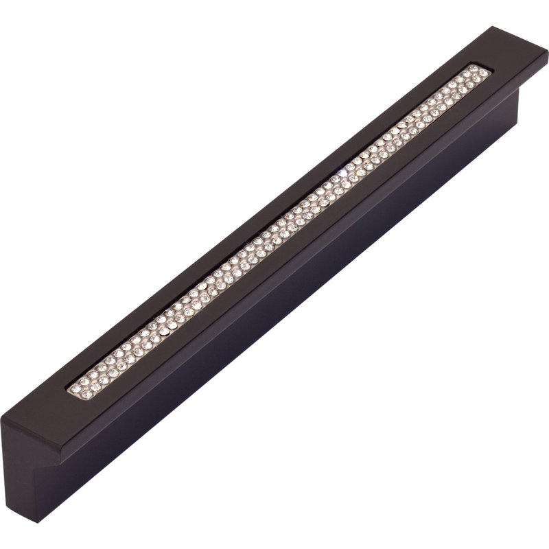 Matte Black Crystal Inset Bar Pull with Mounting Hardware