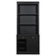 Bibliothèque de 83,4 po de hauteur avec éclairage DEL, bibliothèque moderne avec portes coulissantes et tablettes ouvertes, bibliothèque de rangement pour le salon, bureau à domicile, noir