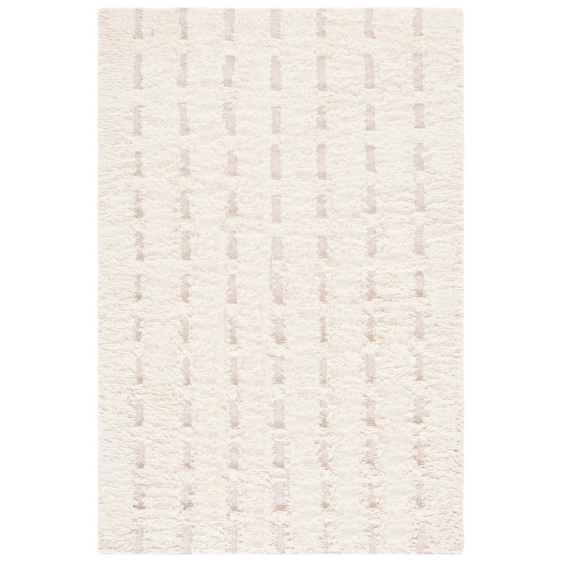 Stephane Striped Flatweave Area Rug in Pink/Ivory, Rectangle 6' x 9'