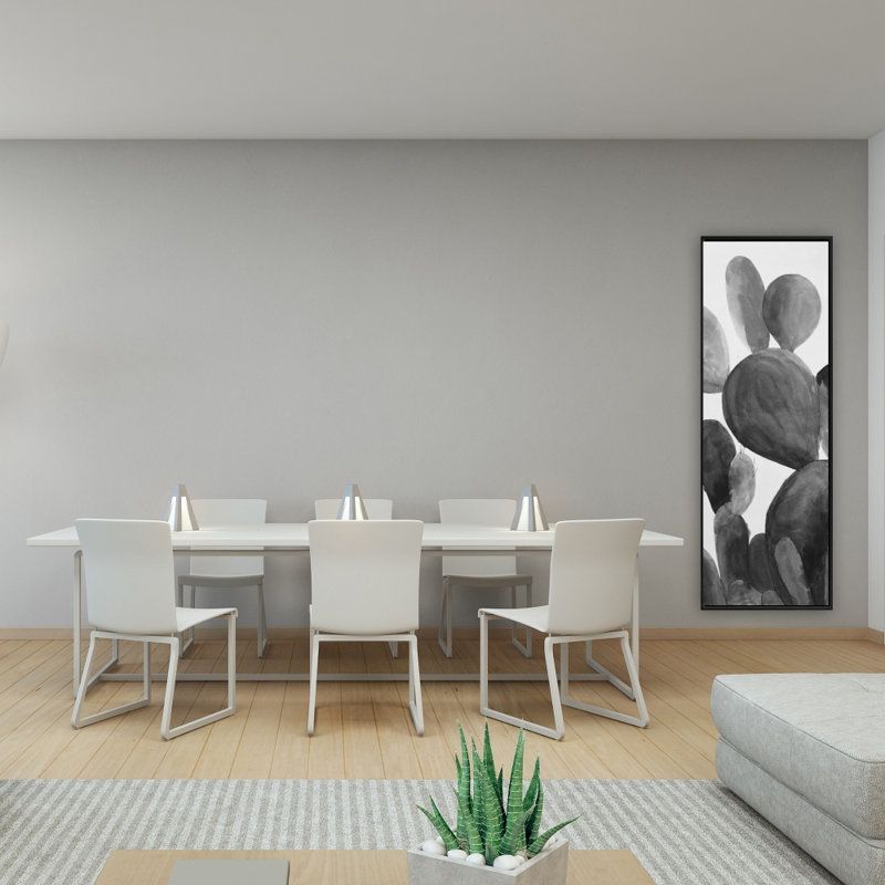 «Grayscale Paddle Cactus Plant» sur toile, H 48 po x l 16 po
